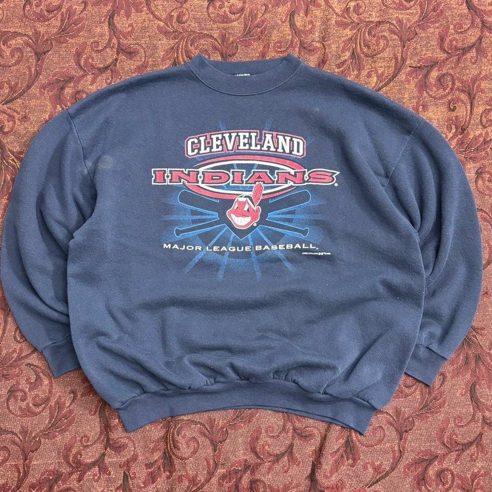 90s Logo 7 Cleveland Indians Crewneck Sweater